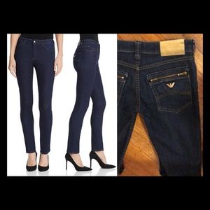 New Giorgio Armani Jeans skinny distressed dark wash zipper ankle cropped denim